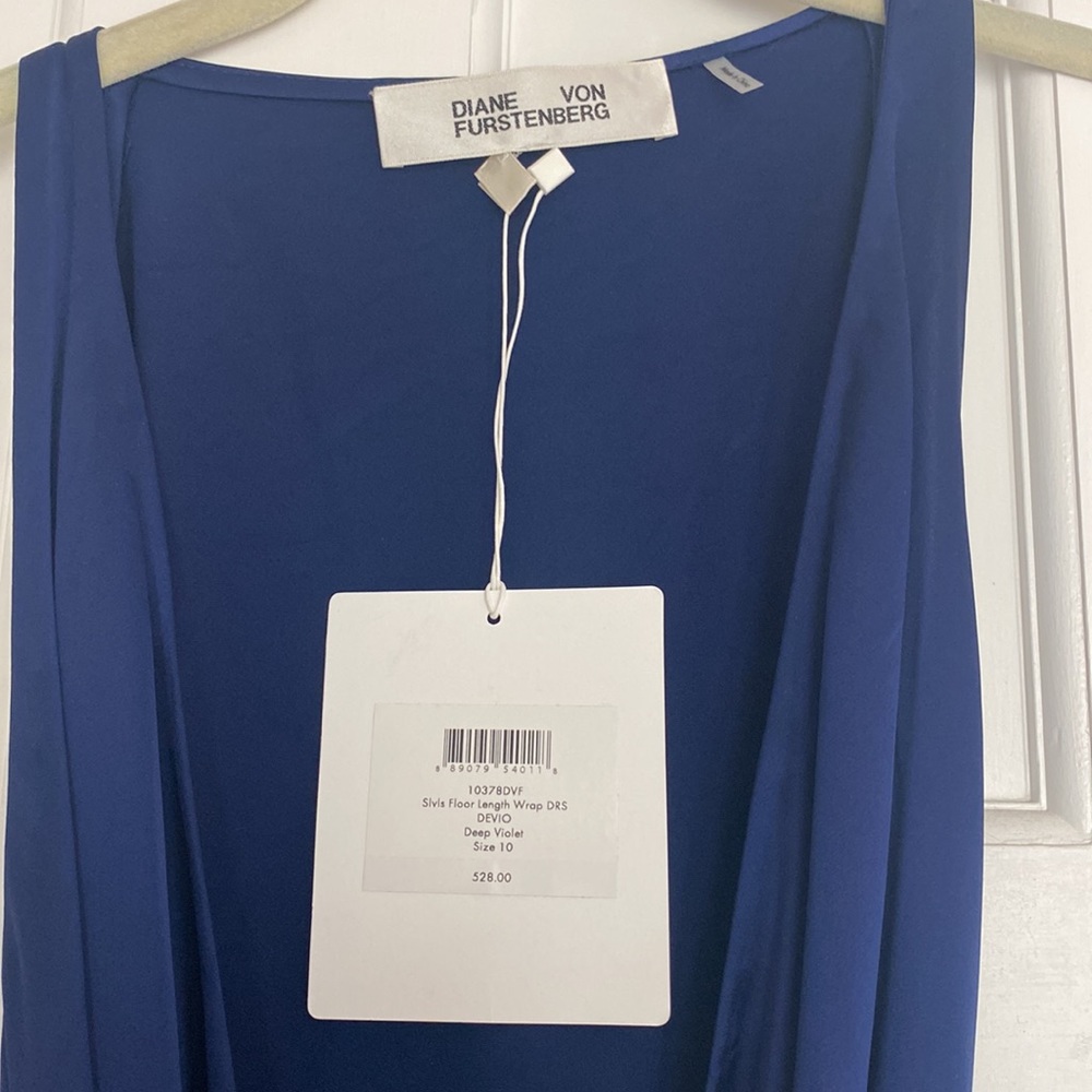 DVF Slvls Floor Length Wrap Dress NWT Size 10 Deep Violet